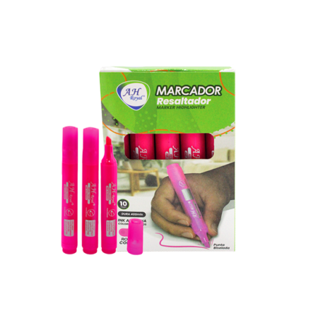 Resaltador fluoresente fucsia display x10 unidades.