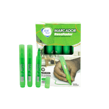 Resaltador fluoresente verde-paca x120 display x10 unidades.