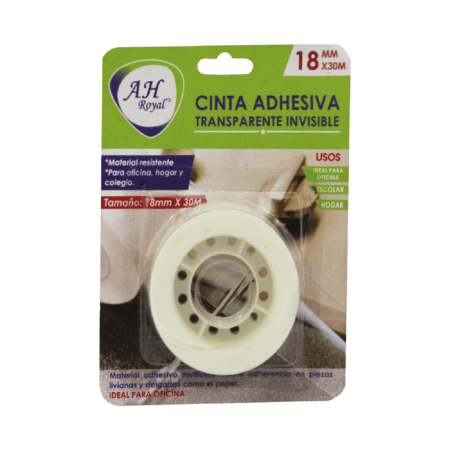 Cinta transparente adhesiva AH royal invisible 18mm x 30cm.