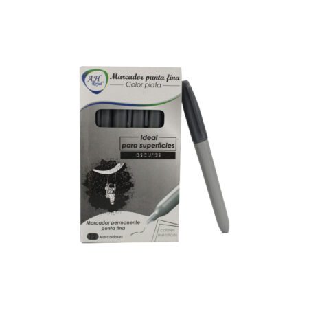 Marcador AH royal metalico plata delgado display x 12 caja x 144 dps.
