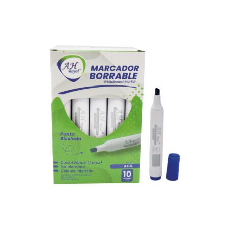 Marcador AH royal borrable biselado azul paca x120 display x10 uds.