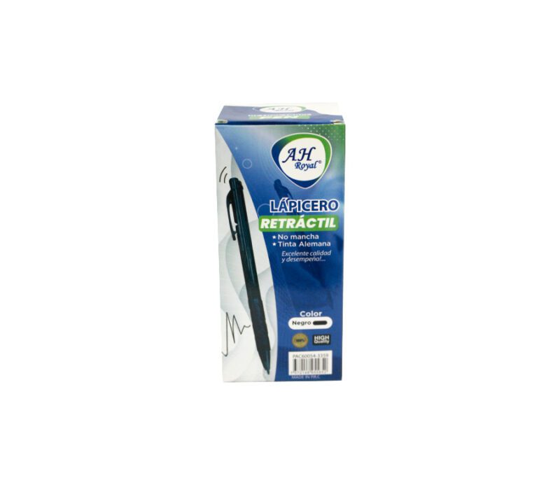 Bolígrafo retráctil AH royal negro display x50 uds.