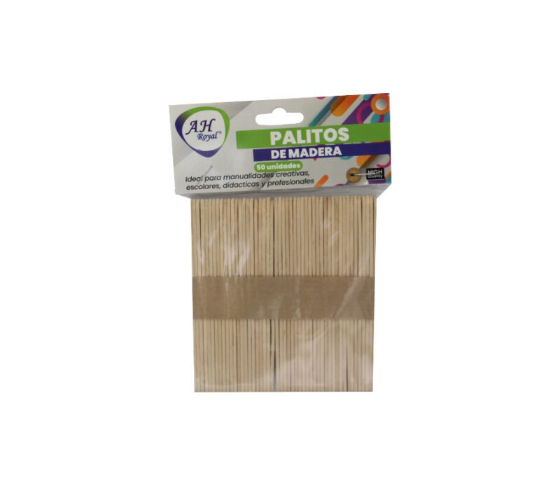 Palitos de madera natural AH royal display x50 uds.