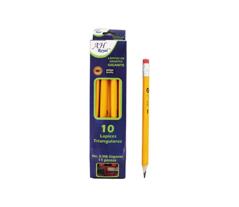 Lápiz AH Royal tringular jumbo hb con sacapuntas display x10Unds